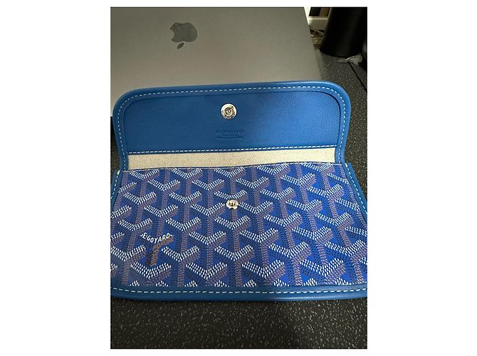 Pochette Goyard in pelle blu - vista 3