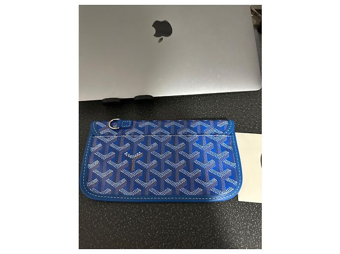 Pochette Goyard in pelle blu - vista 8