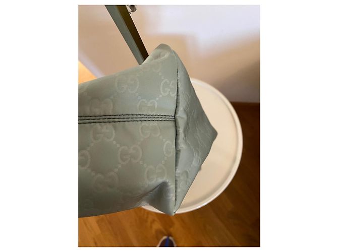 Borsa tote Gucci GG Monogramma in nylon turchese - vista 12