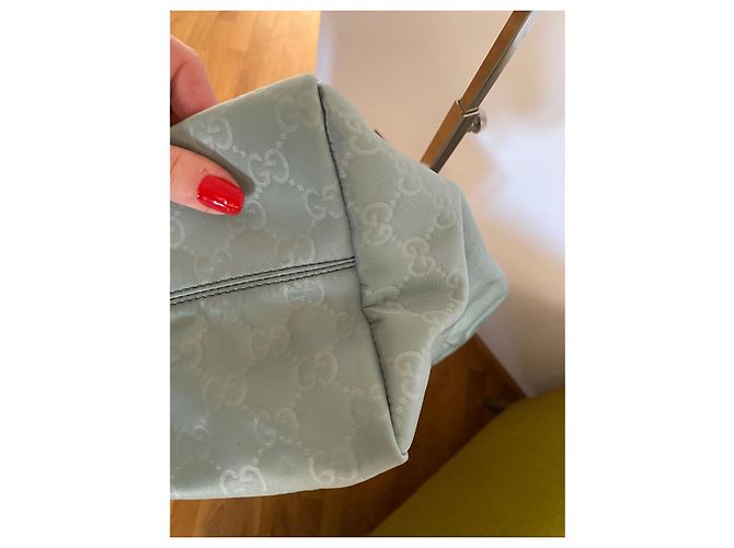 Borsa tote Gucci GG Monogramma in nylon turchese - vista 13