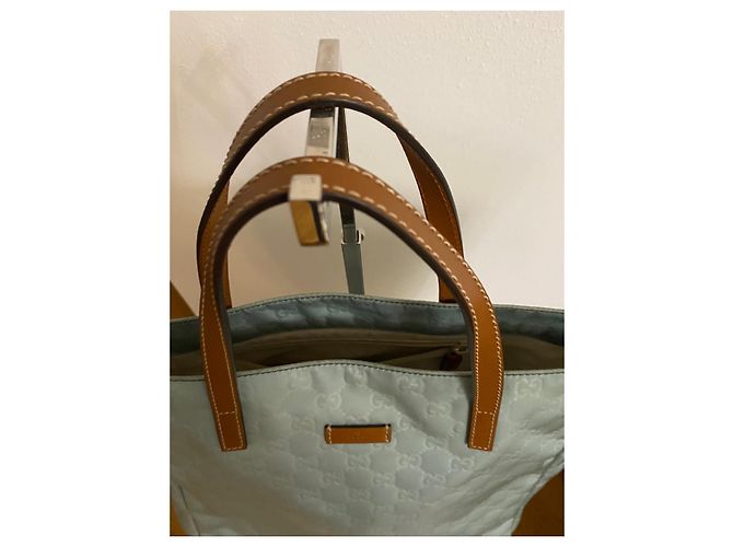 Borsa tote Gucci GG Monogramma in nylon turchese - vista 3