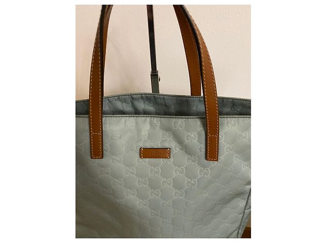Borsa tote Gucci GG Monogramma in nylon turchese - vista 4