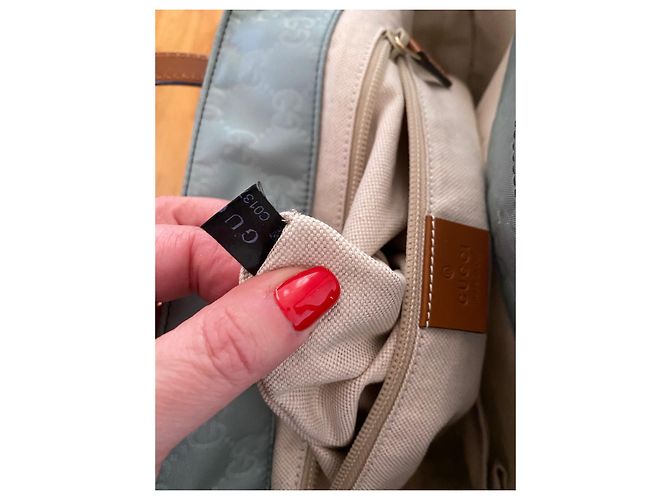 Borsa tote Gucci GG Monogramma in nylon turchese - vista 7