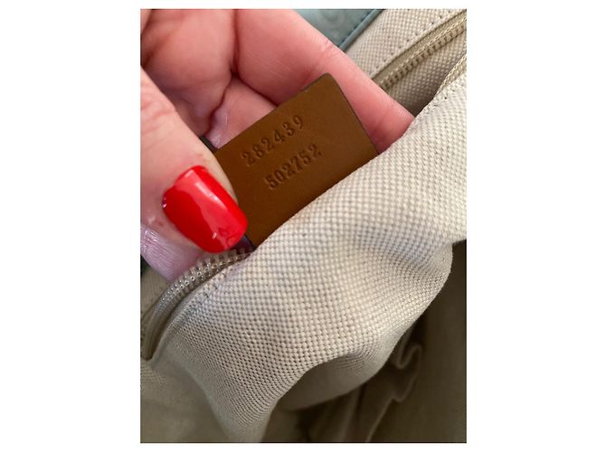Borsa tote Gucci GG Monogramma in nylon turchese - vista 8