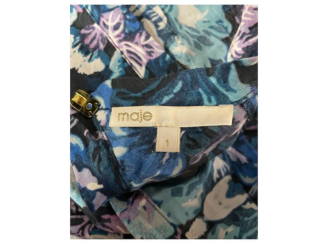 Minivestido floral sin mangas Maje de algodón azul - vista 3