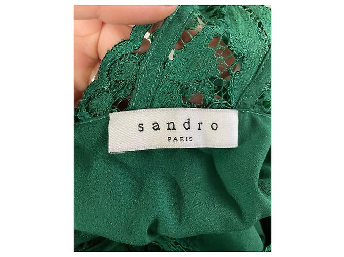 Minivestido de encaje Sandro Paris Riviera en rayón verde - vista 2