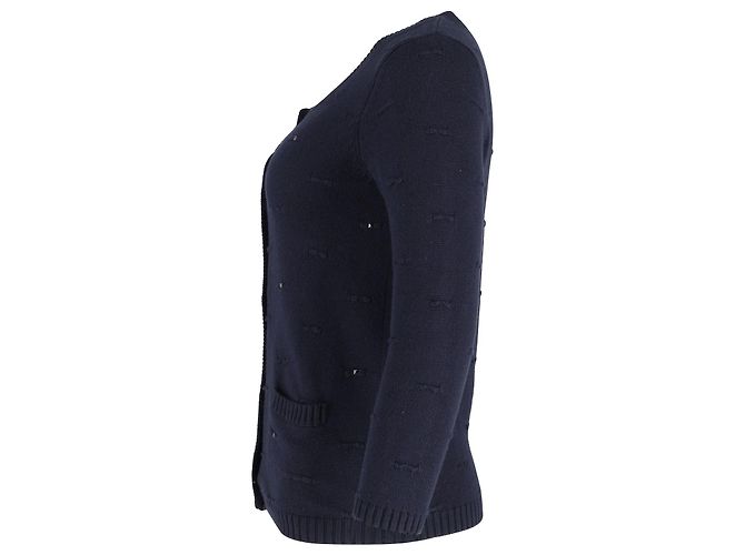 Sandro Paris Nieten-Cardigan aus marineblauer Baumwolle - Ansicht 2