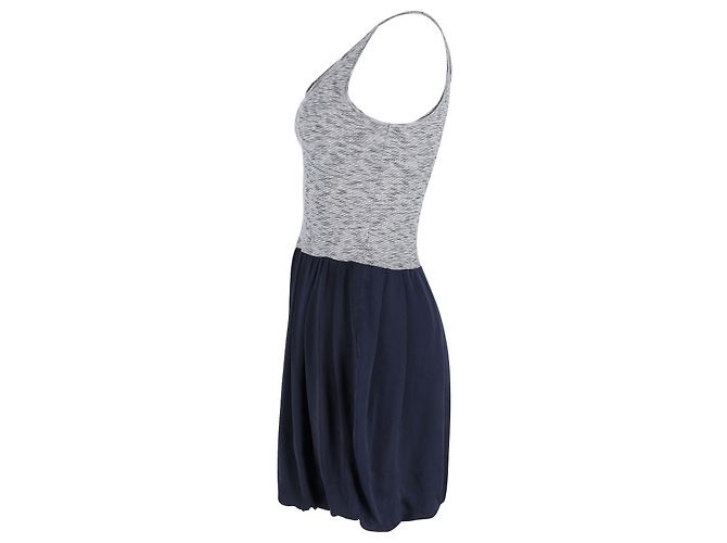 Mini abito smanicato Sandro Paris in cotone grigio e blu navy Marrone - vista 2