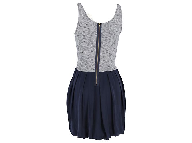 Mini abito smanicato Sandro Paris in cotone grigio e blu navy Marrone - vista 3