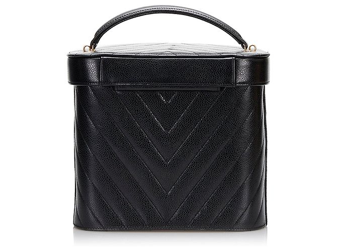 Vanity Beauty Case Chanel Black CC Caviar - vista 3