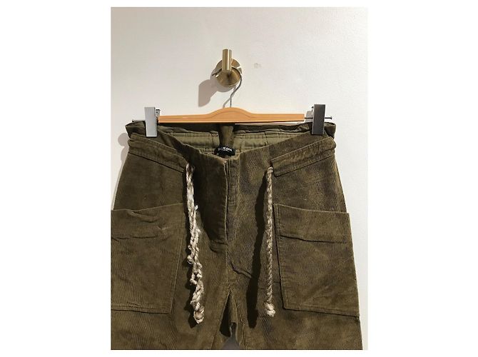 BALMAIN Hose T.FR 36 Samt Khaki - Ansicht 2