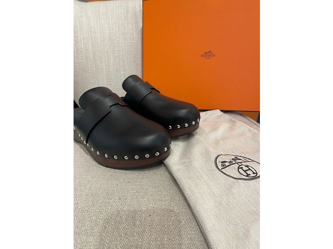 Hermès HERMES Pantoletten & Clogs T.EU 39 Leder Schwarz - Ansicht 8