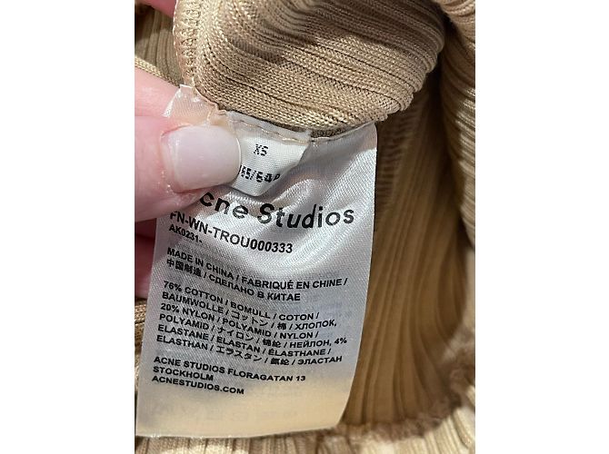 ACNE STUDIOS Pantalones T.International XS Algodón Beige - vista 4