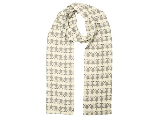 Thomas Wylde Foulard avvolgente con sciarpa lunga grigia con stampa di teschi Grigio antracite - vista 3