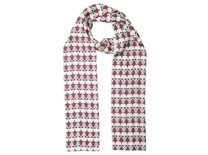 Thomas Wylde Foulard long violet avec imprimé têtes de mort - vue 4