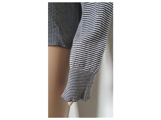 Petit Bateau Fein gestreifte Strickjacke aus Baumwollstrick Marineblau - Ansicht 7
