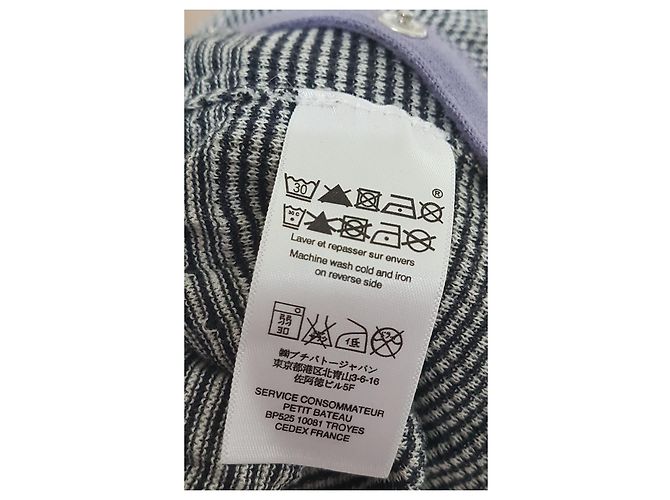 Petit Bateau Fein gestreifte Strickjacke aus Baumwollstrick Marineblau - Ansicht 8