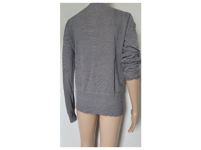 Petit Bateau Fein gestreifte Strickjacke aus Baumwollstrick Marineblau - Ansicht 2