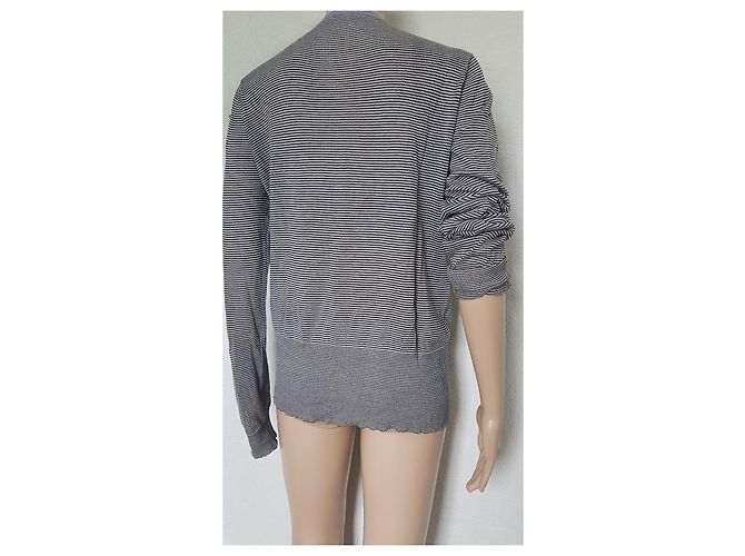 Petit Bateau Fein gestreifte Strickjacke aus Baumwollstrick Marineblau - Ansicht 5