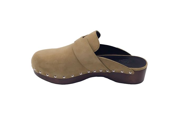 Hermès Hermes Beige Gobi Pelle scamosciata di capra Calya Muli / zoccoli - vista 3