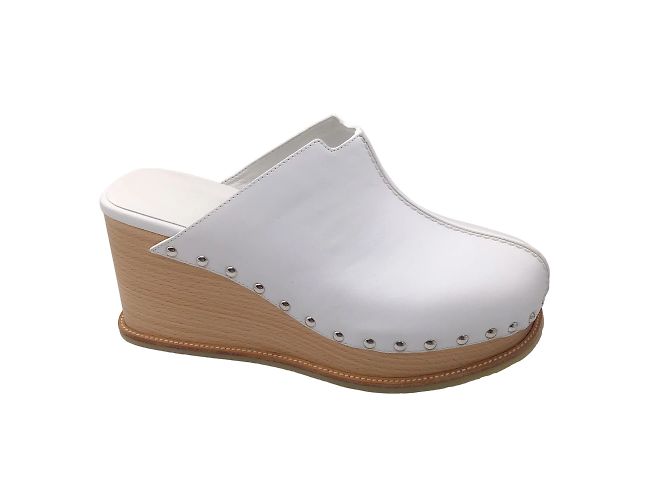 Hermès Hermes Muli di terra in pelle bianca / zoccoli Bianco - vista 2