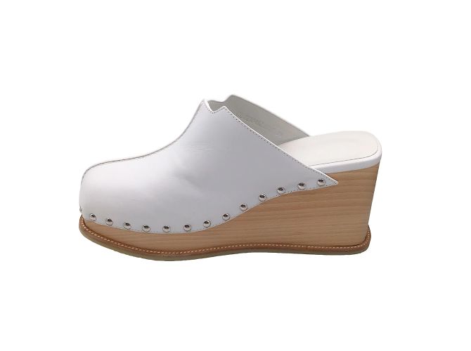 Hermès Hermes Muli di terra in pelle bianca / zoccoli Bianco - vista 3
