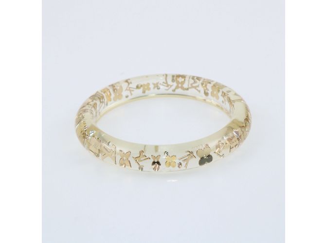 Louis Vuitton Bracciale rigido con monogramma color oro in resina trasparente D'oro - vista 2