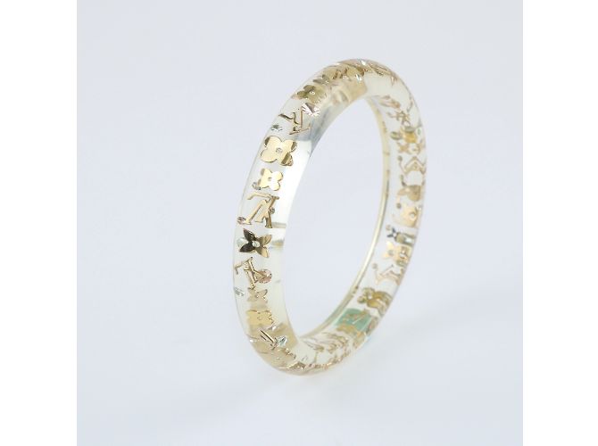 Louis Vuitton Bracciale rigido con monogramma color oro in resina trasparente D'oro - vista 3