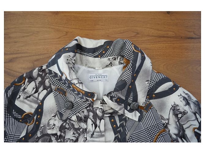 Abrigo Acolchado Givenchy Estampado Ecuestre Gris Oro Blanco Multicolor - vista 9