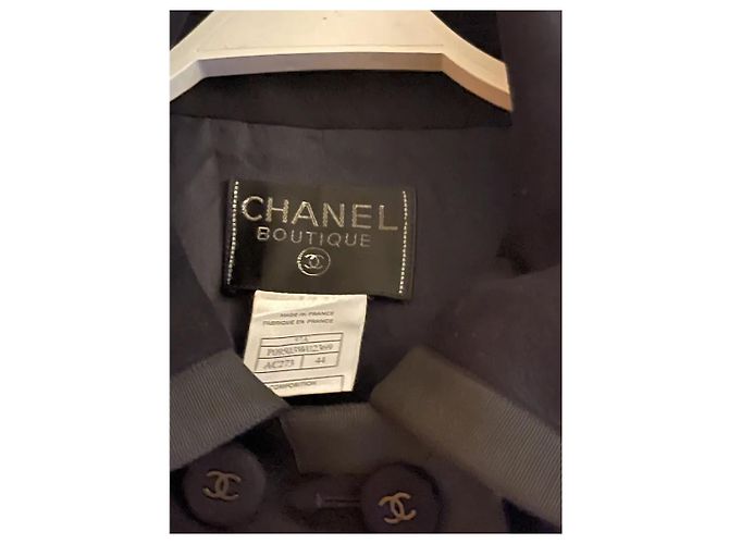 Abrigo Chanel de cachemira negro y azul - vista 8