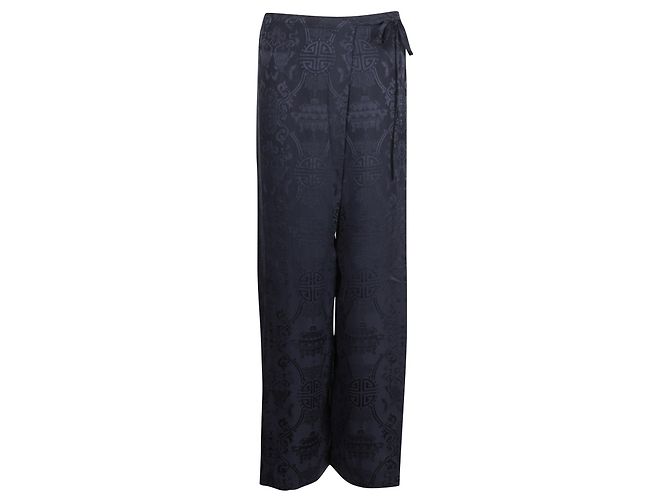 Shanghai Tang Pantaloni di seta blu scuro con lacci laterali Blu navy - vista 2