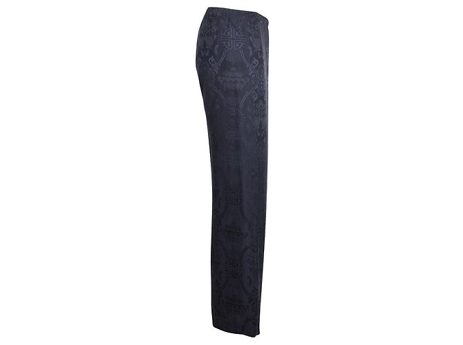 Shanghai Tang Pantaloni di seta blu scuro con lacci laterali Blu navy - vista 3