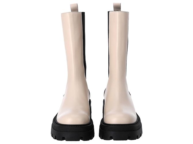 Stivali Sergio Rossi Milla Platform in pelle Bianca Bianco Crudo - vista 3