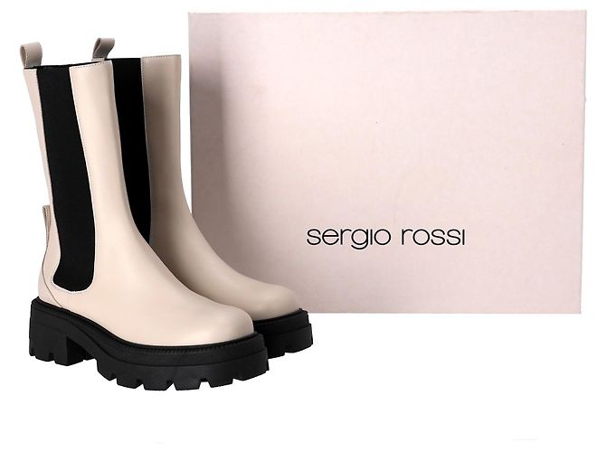 Stivali Sergio Rossi Milla Platform in pelle Bianca Bianco Crudo - vista 6