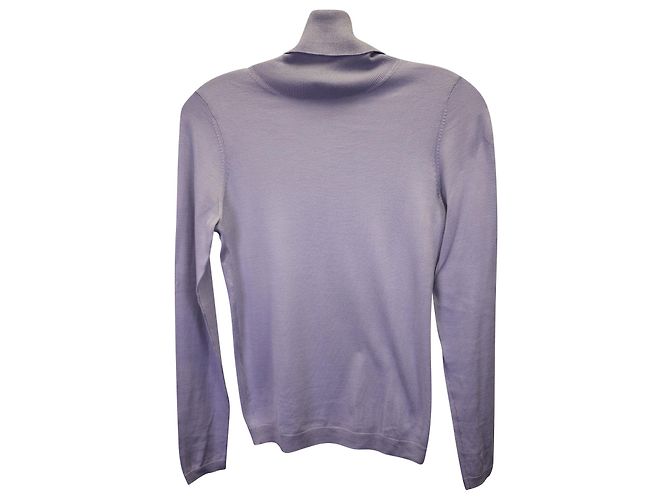 Top de cuello alto de punto Iris & Ink en seda azul - vista 2