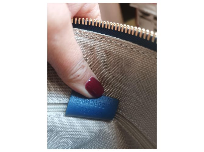 Borsa Gucci in pelle blu - vista 3