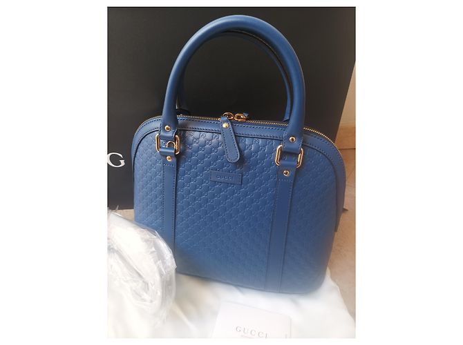 Borsa Gucci in pelle blu - vista 6