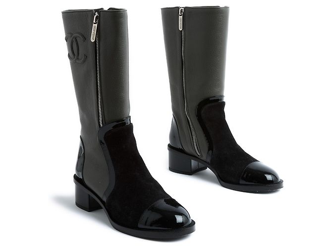 Chanel STIVALI NERI KHAKI EU39 new Nero Cachi - vista 3