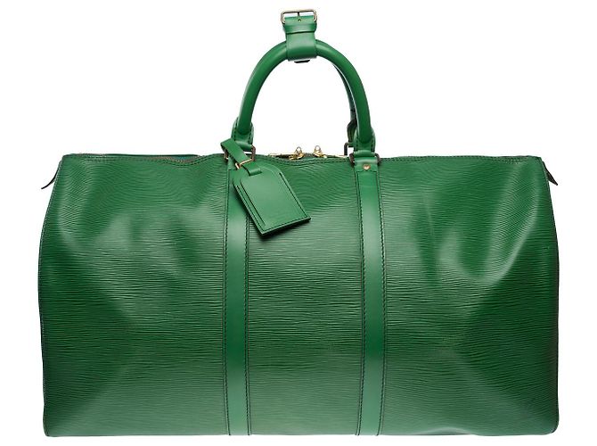 Sac LOUIS VUITTON Keepall en Cuir Vert - 101598 - vue 2