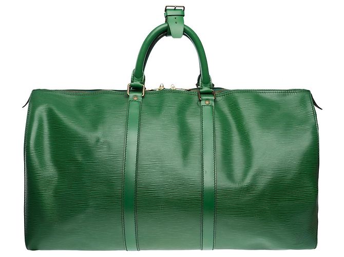 Sac LOUIS VUITTON Keepall en Cuir Vert - 101598 - vue 3