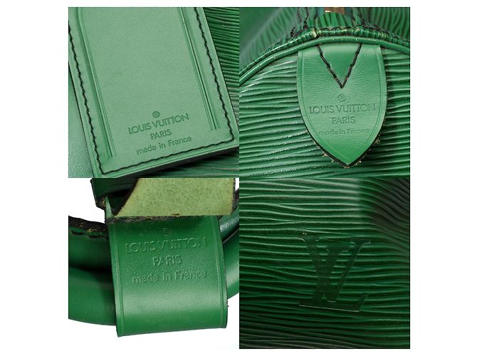 Sac LOUIS VUITTON Keepall en Cuir Vert - 101598 - vue 6