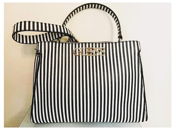 GUESS Uptown Chic Stripe weiße Tasche/Neues Schwarz - Ansicht 12