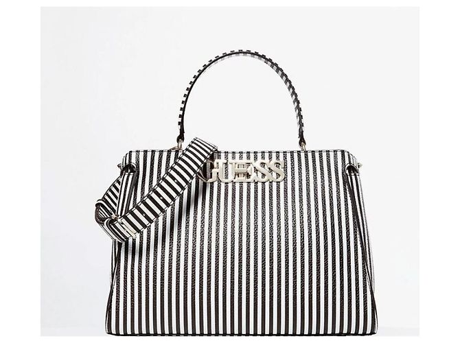 GUESS Uptown Chic Stripe weiße Tasche/Neues Schwarz - Ansicht 6