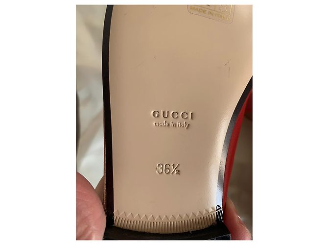 Gucci Princetown Mules en Cuir Rouge Marine et Or 36,5 Bleu Marine Bijouterie dorée - vue 12