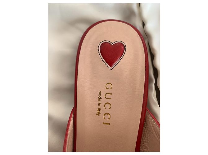 Gucci Princetown Mules en Cuir Rouge Marine et Or 36,5 Bleu Marine Bijouterie dorée - vue 15