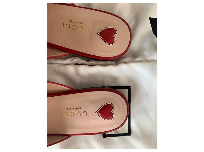 Gucci Princetown Mules en Cuir Rouge Marine et Or 36,5 Bleu Marine Bijouterie dorée - vue 7