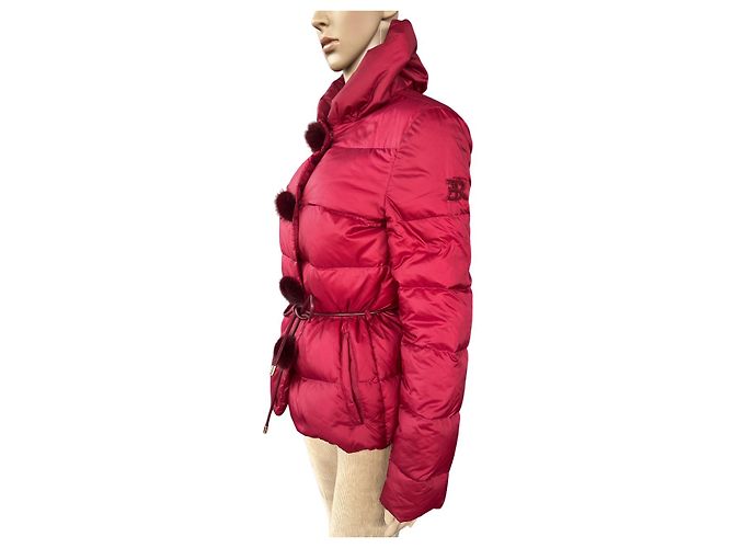 Plumífero rojo Ermanno Scervino con botones de piel de visón Roja - vista 5