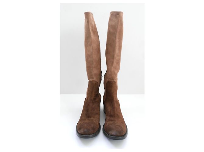 Prada Vintage 90s Two Tone Brown Suede Boots - view 2