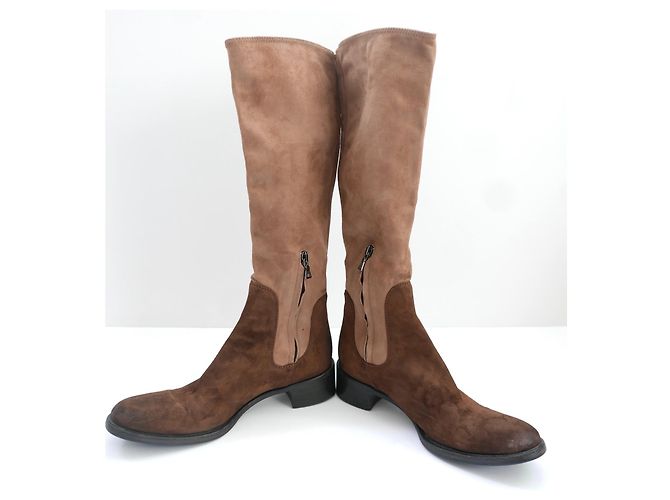 Prada Vintage 90s Two Tone Brown Suede Boots - view 3