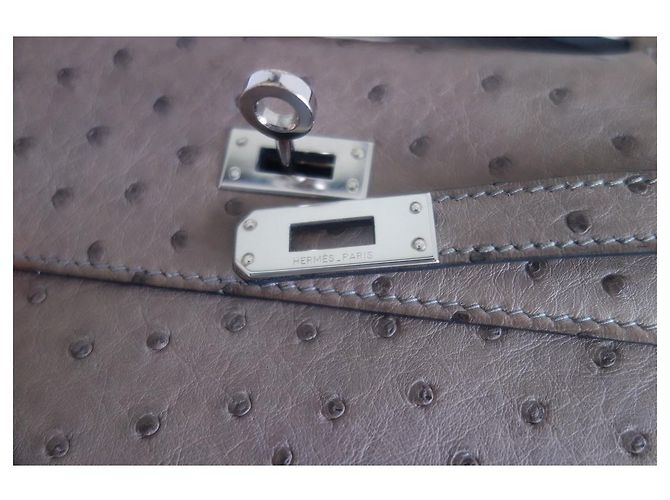 Hermès Hermes Kelly Straußenschleppbeutel Grau - Ansicht 10